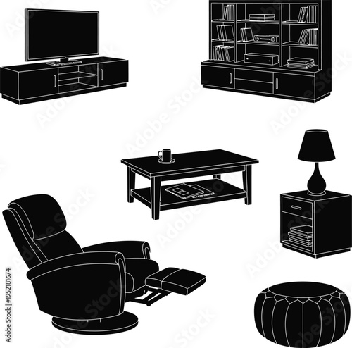 Living room furniture set with tv and seating