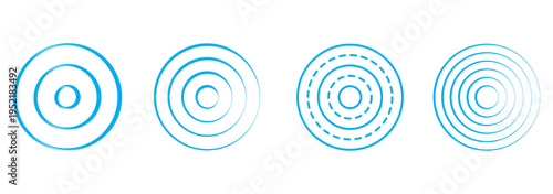 Dotted and dashed round sound wave collection. Abstract concentric circles.eps 10.
