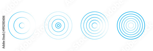 Concentric circle pattern with radial dotted rings. Sonar or sound wave rings collection. 