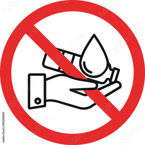 Prohibition icon for liquids, indicating strict restrictions on carrying fluids, water, or beverages in security-controlled environments, airports, travel, or public venues