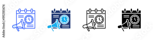 Ad Scheduling Multiple Style Icon Set Vector 