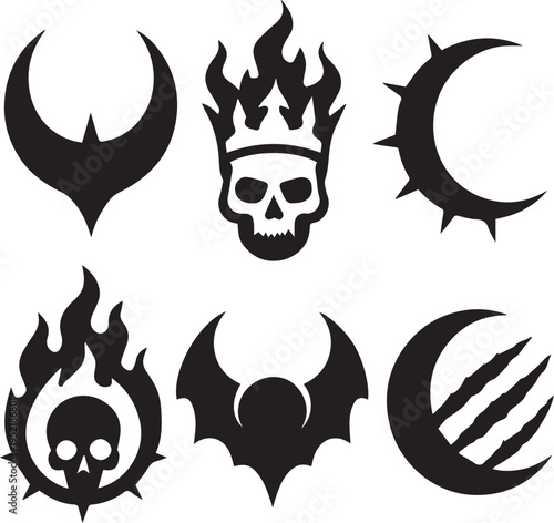 Collection of gothic and satanic symbols