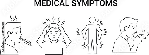 Set of 4 medical symptoms icons vector