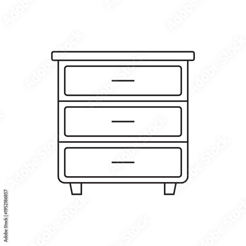 Three drawer storage cabinet icon for office organization