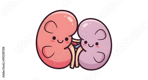 adorable cartoon kidney characters pair smiling 