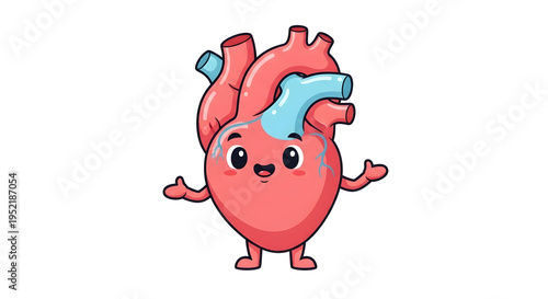 friendly cartoon heart character with happy expression