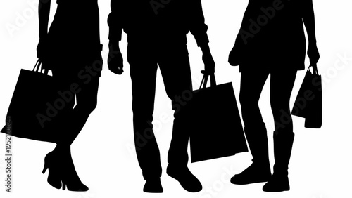 Silhouettes of people shopping with bags retail concept consumerism and lifestyle