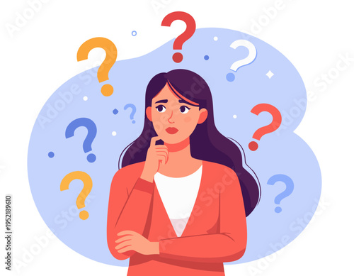flat vector illustration of a person with a confused facial expression