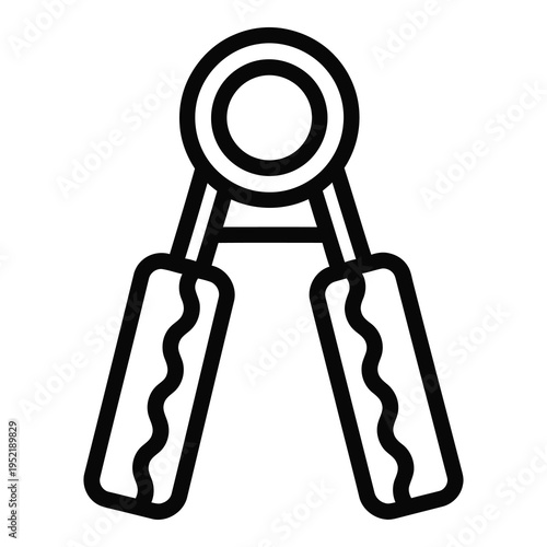 Black line art illustration of a grip strengthener for hand exercise icon