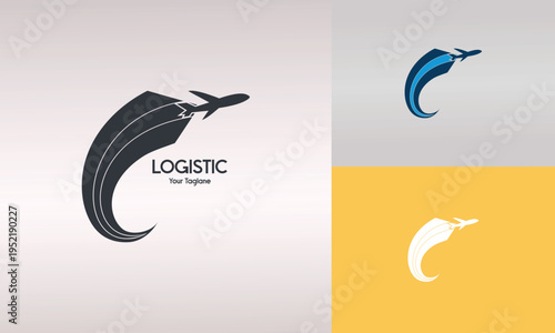 aircraft transportation logistics goods delivery logo
