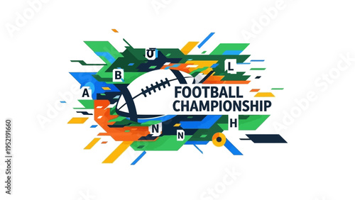 American Football Championship - Dynamic Sports Event Graphic with Stylized Elements and Text