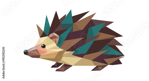 Colorful geometric hedgehog profile portrait. Vector Illustrations. EPS Editable