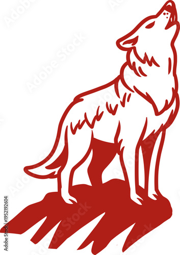 Stylized wolf howling on a rocky outcrop, suitable for wildlife, nature, and outdoor project visuals.
