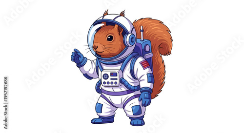 Squirrel wearing a space suit. Vector Illustrations. EPS Editable