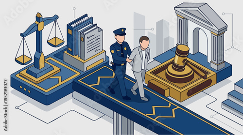 Legal Justice Concept Illustration with Scale of Justice and Gavel for Law and Court Themes