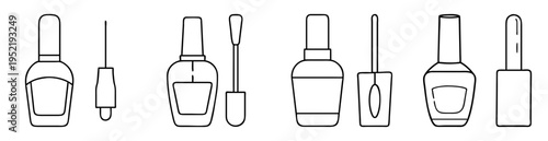 Outlined image displaying black and white nail polish bottles with applicators