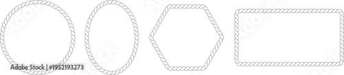 Four distinct rope borders including circular, oval, hexagonal, and rectangular shapes on a clean white background