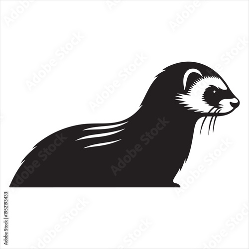 Ferret abstract silhouette clip art logo design  concept illustration idea