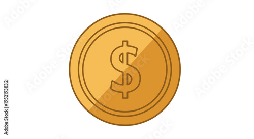 Gold Coin with Dollar Sign Emblem.