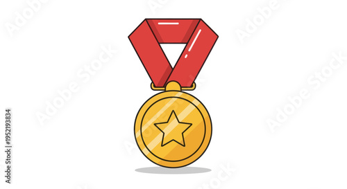 Gold Medal with Red Ribbon and Star.