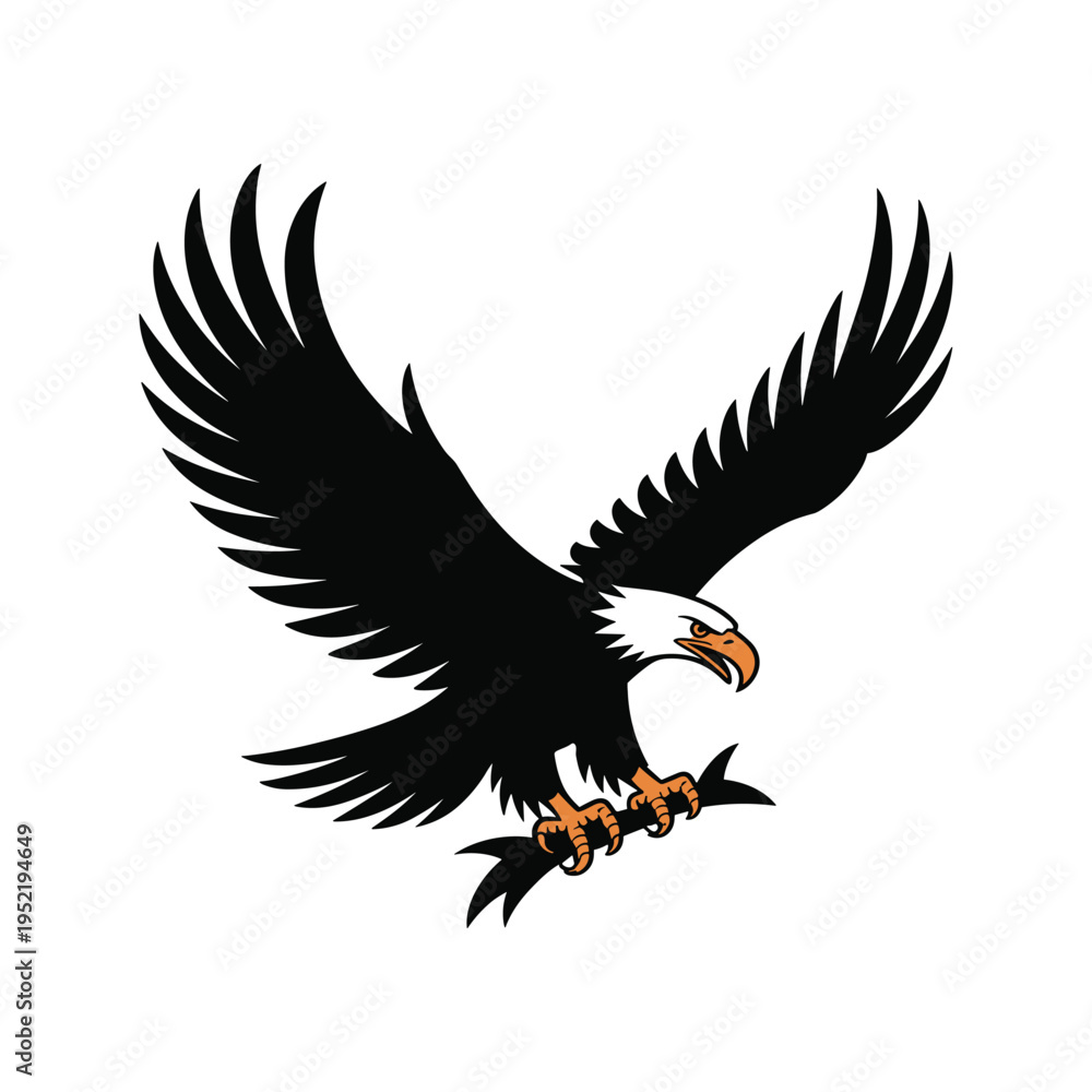 Fototapeta premium Bold illustration of an eagle swooping down, talons extended, a powerful symbol of freedom and determination