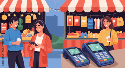 People Using Payment Terminals.