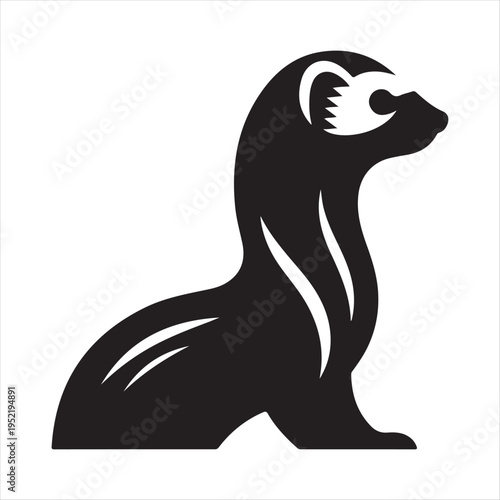 Ferret abstract silhouette clip art logo design  concept illustration idea