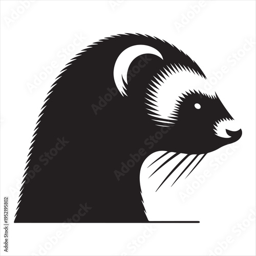 Ferret abstract silhouette clip art logo design  concept illustration idea
