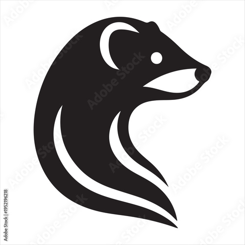 Ferret abstract silhouette clip art logo design  concept illustration idea