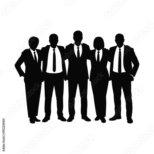 Diverse business team silhouettes standing together united in professional collaboration and partnership vector