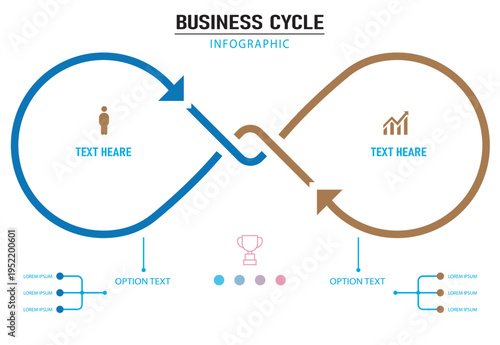 business cycle infographic with growth and recession phases vector illustration