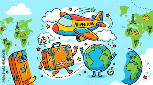 Kids Adventure on a World Map