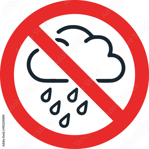 Vector illustration of a forbidden rain icon, symbolizing no rainfall or protection from undesirable weather conditions for outdoor events