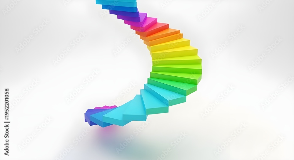 Fototapeta premium 3D colorful wavy ribbon loop abstract design with vibrant gradient lighting on white background