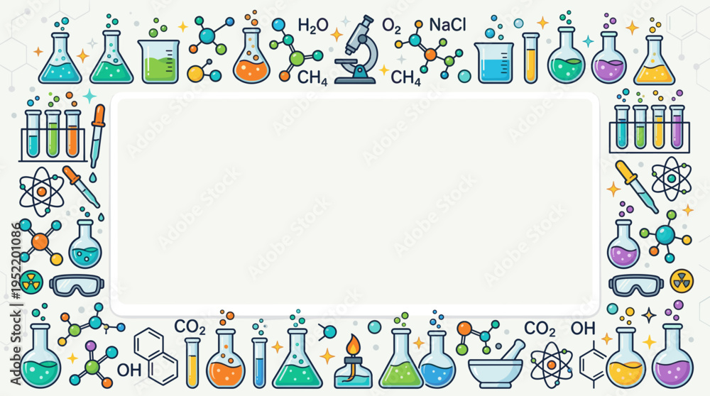 Fototapeta premium Science Laboratory Frame with Chemistry Icons