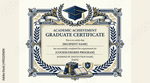 Academic Achievement Graduate Certificate Vector Artwork