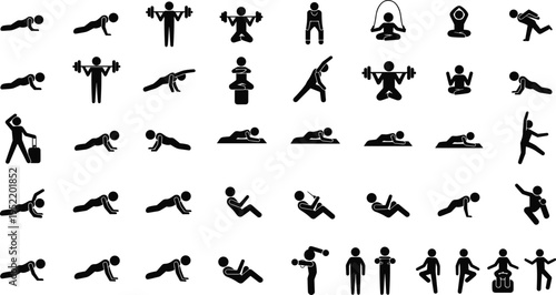 Bicycle Cycling Silhouette Set Featuring Male and Female Cyclists Riding Road Bikes Mountain Bikes for Sports Race Fitness and Illustration