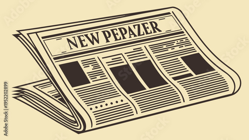 A minimalist vector illustration of a folded newspaper with a bold headline