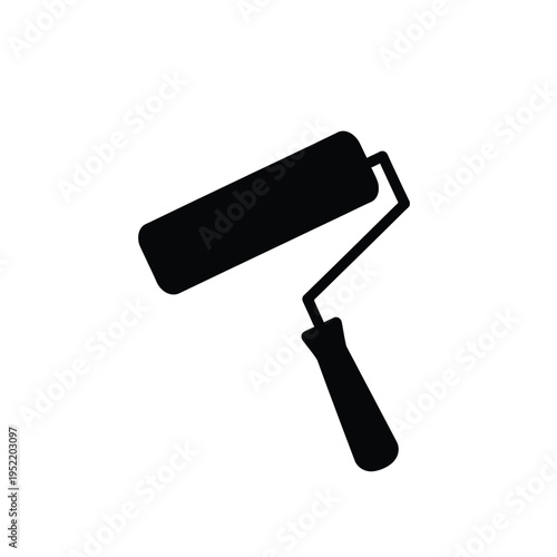Black paint roller isolated on white background for home renovation and interior painting tools and supplies