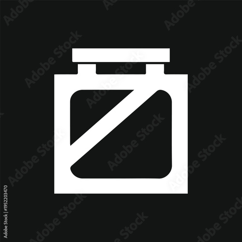 Minimalist White Protein Powder Tub Icon on a Solid Black Background