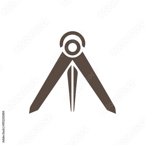 Minimalist Brown Drawing Compass Icon For Precision And Design