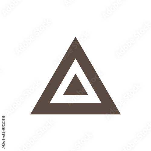 Minimalist Brown Double Triangle Geometric Symbol On White Background