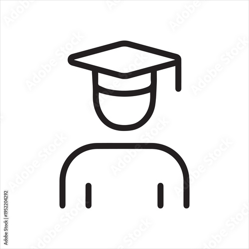 Graduate student, linear icon. Academic success and higher education. Line with editable stroke.