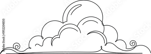 A black and white drawing of a cloud