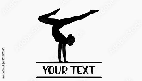 Gymnast handstand silhouette illustration with split legs customizable text area and bold design
