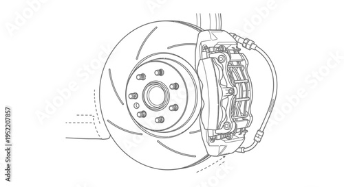 Detailed drawing of car brake.
