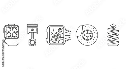 Car engine parts and components.