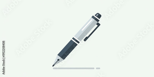 Ballpoint Pen Writing Line Illustration with Office Stationery Tool, Signature Concept, Business Documentation, Writing Instrument, and Professional Note Taking Vector Design
