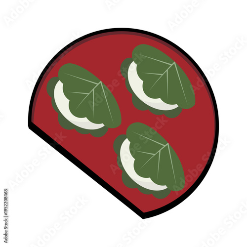 赤いお盆にのった柏餅のイラスト