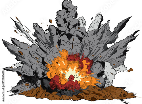 A close-up macro image of a bomb explosion, capturing the bright flashes of fire and smoke in shades of orange, red, and black, illustrating the power of the explosion and the smoke produced by a bomb